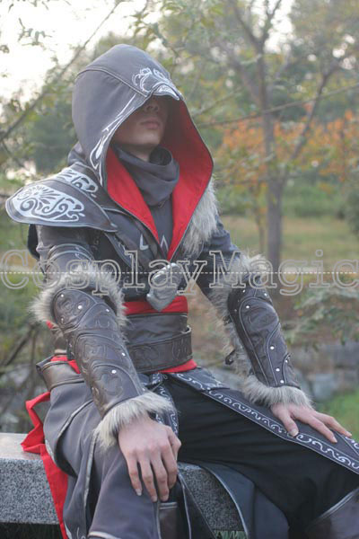 Fantasia Ezio Assassins Creed Masculina Luxo Cosplay