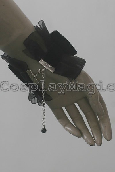 Gothic Lolita Bow Choker Cuff Brooch Black Set - Image 6