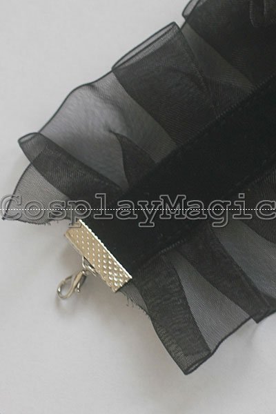 Gothic Lolita Bow Choker Cuff Brooch Black Set - Image 3