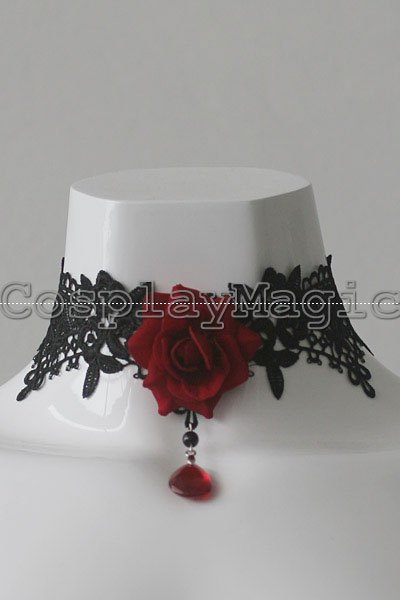 Gothic Lolita Rose lace Choker Cuff with Ring Earrings Set - Image 8