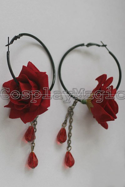 Gothic Lolita Rose lace Choker Cuff with Ring Earrings Set - Image 2