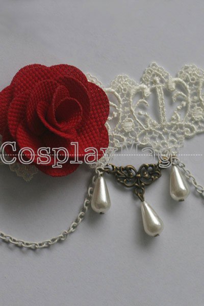 Gothic Lolita Camellia Choker Cuff with Ring Anklet Set - Image 7
