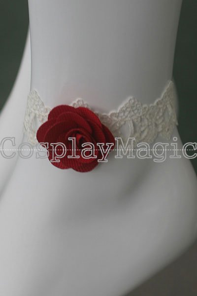 Gothic Lolita Camellia Choker Cuff with Ring Anklet Set - Image 3